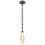 Aalto Rectangular Chain Pendant - Flat Bronze / Optic Ribbed Amber
