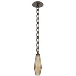 Aalto Oval Chain Pendant - Flat Bronze / Optic Ribbed Bronze