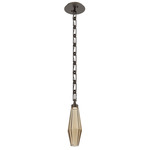 Aalto Rectangular Chain Pendant - Flat Bronze / Optic Ribbed Bronze