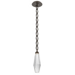 Aalto Oval Chain Pendant - Flat Bronze / Optic Ribbed Clear