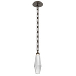 Aalto Rectangular Chain Pendant - Flat Bronze / Optic Ribbed Clear