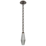 Aalto Oval Chain Pendant - Flat Bronze / Optic Ribbed Smoke