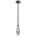Aalto Rectangular Chain Pendant - Flat Bronze / Optic Ribbed Smoke