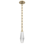 Aalto Oval Chain Pendant - Gilded Brass / Optic Ribbed Clear