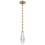 Aalto Rectangular Chain Pendant - Gilded Brass / Optic Ribbed Clear