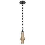 Aalto Oval Chain Pendant - Matte Black / Optic Ribbed Bronze