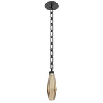 Aalto Rectangular Chain Pendant - Matte Black / Optic Ribbed Bronze