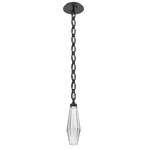 Aalto Oval Chain Pendant - Matte Black / Optic Ribbed Clear