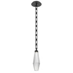 Aalto Rectangular Chain Pendant - Matte Black / Optic Ribbed Clear