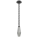 Aalto Oval Chain Pendant - Matte Black / Optic Ribbed Smoke
