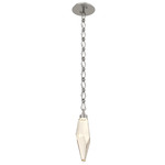 Rock Crystal Diamond Chain Pendant - Beige Silver / Amber