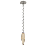 Rock Crystal Diamond Chain Pendant - Beige Silver / Bronze