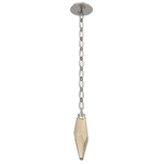 Rock Crystal Oval Chain Pendant - Beige Silver / Bronze