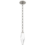 Rock Crystal Diamond Chain Pendant - Beige Silver / Clear