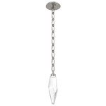 Rock Crystal Oval Chain Pendant - Beige Silver / Clear