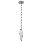 Rock Crystal Oval Chain Pendant - Beige Silver / Smoke