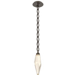 Rock Crystal Oval Chain Pendant - Flat Bronze / Amber