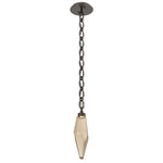 Rock Crystal Oval Chain Pendant - Flat Bronze / Bronze
