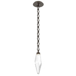 Rock Crystal Diamond Chain Pendant - Flat Bronze / Clear