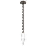 Rock Crystal Oval Chain Pendant - Flat Bronze / Clear