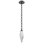 Rock Crystal Diamond Chain Pendant - Flat Bronze / Smoke