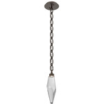 Rock Crystal Oval Chain Pendant - Flat Bronze / Smoke