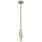 Rock Crystal Rectangular Chain Pendant - Gilded Brass / Bronze