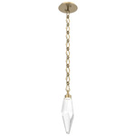 Rock Crystal Diamond Chain Pendant - Gilded Brass / Clear