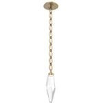Rock Crystal Oval Chain Pendant - Gilded Brass / Clear