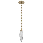 Rock Crystal Diamond Chain Pendant - Gilded Brass / Smoke