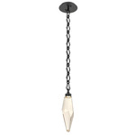 Rock Crystal Diamond Chain Pendant - Matte Black / Amber