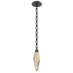 Rock Crystal Diamond Chain Pendant - Matte Black / Bronze