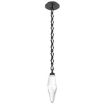Rock Crystal Diamond Chain Pendant - Matte Black / Clear