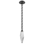 Rock Crystal Oval Chain Pendant - Matte Black / Smoke