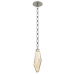 Rock Crystal Oval Chain Pendant - Beige Silver / Amber