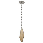 Rock Crystal Diamond Chain Pendant - Beige Silver / Bronze