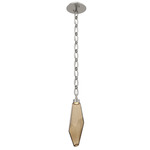 Rock Crystal Oval Chain Pendant - Beige Silver / Bronze
