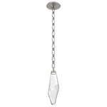 Rock Crystal Oval Chain Pendant - Beige Silver / Clear