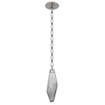 Rock Crystal Diamond Chain Pendant - Beige Silver / Smoke