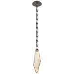 Rock Crystal Diamond Chain Pendant - Flat Bronze / Amber