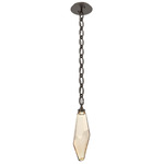 Rock Crystal Oval Chain Pendant - Flat Bronze / Amber