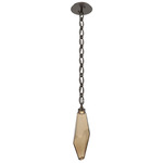 Rock Crystal Oval Chain Pendant - Flat Bronze / Bronze