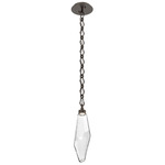 Rock Crystal Diamond Chain Pendant - Flat Bronze / Clear