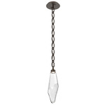 Rock Crystal Oval Chain Pendant - Flat Bronze / Clear