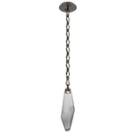 Rock Crystal Diamond Chain Pendant - Flat Bronze / Smoke