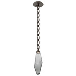 Rock Crystal Oval Chain Pendant - Flat Bronze / Smoke