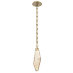 Rock Crystal Diamond Chain Pendant - Gilded Brass / Amber