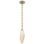 Rock Crystal Oval Chain Pendant - Gilded Brass / Amber