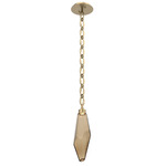 Rock Crystal Oval Chain Pendant - Gilded Brass / Bronze