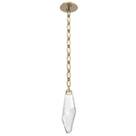 Rock Crystal Oval Chain Pendant - Gilded Brass / Clear